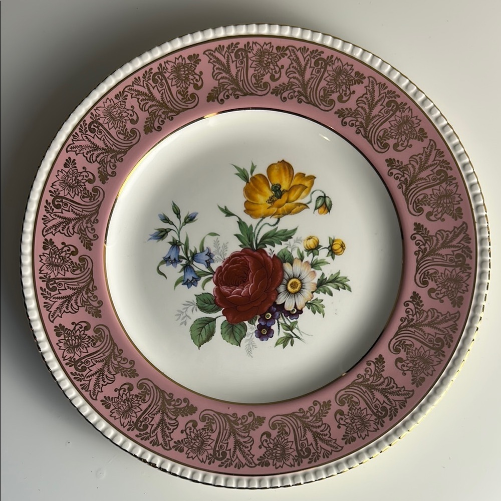 Vintage Dinnerware Pink and White Floral Plate Solian Ware Simpsons Potters Ltd